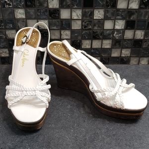 Cole Haan White corked heels in a size 6 and 1/2